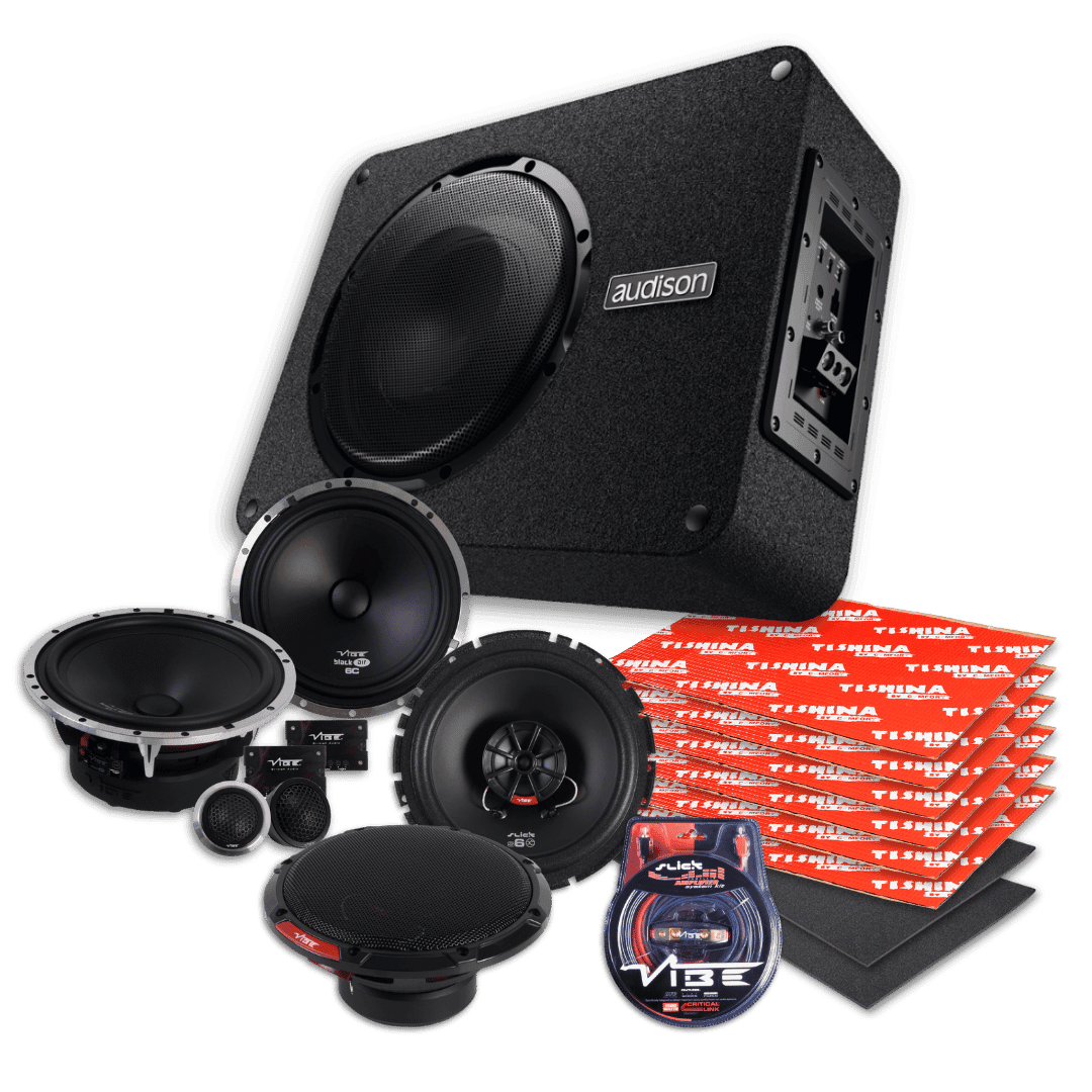Mise à niveau audio complète avec subwoofer actif, haut-parleurs et insonorisation