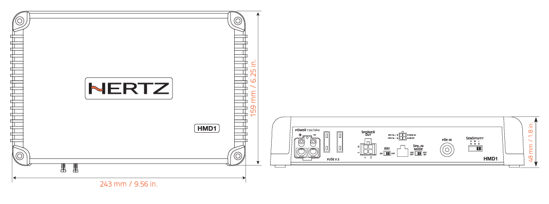 HZHMD1 | Amplificateur Marin Mono | Universel | Classe D